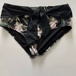 Antonio Melanie Floral Tie Bikini Badehose schwarz Größe 14 - Bild 1 von 3