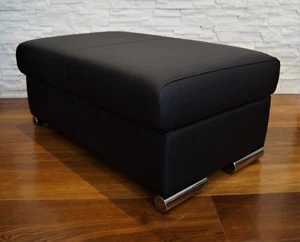 Echt Leder Hocker aufklappbar mit Stauraum Sitzhocker Fußhocker Sitzwürfel 90x55 - Bild 1 von 7