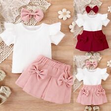 Baby Girl Short Sleeve Summer T-Shirt Mini Skirt Headband Party Clothes Outfit