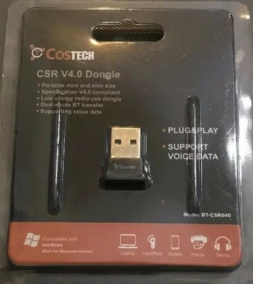 COSTECH CSR V4.0 Dongle - Bluetooth 4.0 USB Adapter USB Wire computer windows - Image 1 of 2