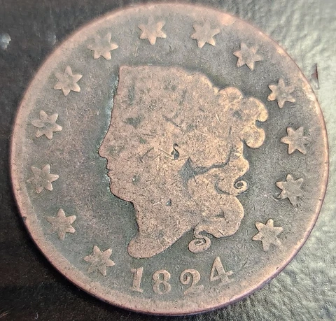 1824 Coronet Head Large Cent***Large Stars*** Cover