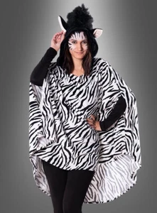 Plüsch Zebra Poncho XS-XXXL Tierkostüm Unisex für Damen, Herren & Teens - Bild 1 von 5