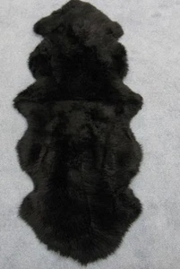 Australian Sheepskin Double Rug Dyed Black (78-RUG-BK-2) Y2G - Picture 1 of 2