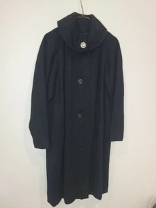 Vintage 1950s Black Wool Blend Over Coat, mad Men, MOD, retro fashion - Picture 1 of 12