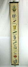 Vintage 1966 Danish Cross Stitch with Brass Ends Folkart Wall Hanging 45½ x 5¾