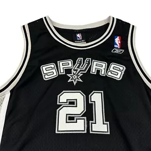 VTG Reebok NBA San Antonio Spurs Tim Duncan #21 Jersey Youth Size XL +2 Black - Picture 1 of 20