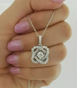 1.50 Ct Round Cut Lab-Created Diamond Swirl Flower Pendant 14K White Gold Plated - Picture 1 of 6