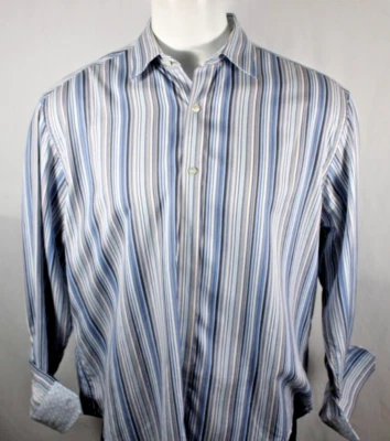 Camisa de manga larga a rayas azules XL Johnson & Murphy para hombre Foto 1 de 4