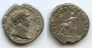Silver denarius w/Roma, Trajan (98-117 CE), Rome mint, Roman Empire (RIC 116) - Picture 1 of 1