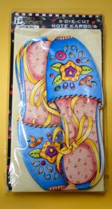 Mary Engelbreit Floral Espadrilles Note Cards & Envelopes (8) Die-Cut ~pkgUnused - Picture 1 of 3