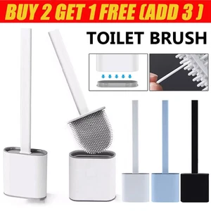 Toilet Brush And Holder Bathroom Toilet Brush Holder Set Silicone Toilet Brush* - Picture 1 of 50