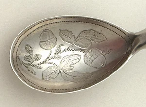 Carrito de té inglés Sterling cuchara punta pasador bellota THOMAS FREETH I 1814 - Imagen 1 de 7