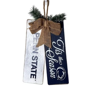 Holiday Home Decor Hanging Wooden Sign Wreath Penn State College Tis The Season - Picture 1 of 14