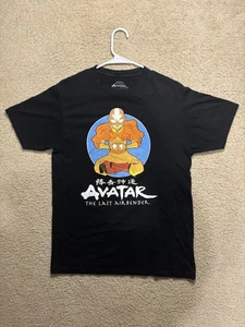 Avatar The Last Airbender T-Shirt Mens Medium Black Aang Meditation Graphic Tee - Picture 1 of 6