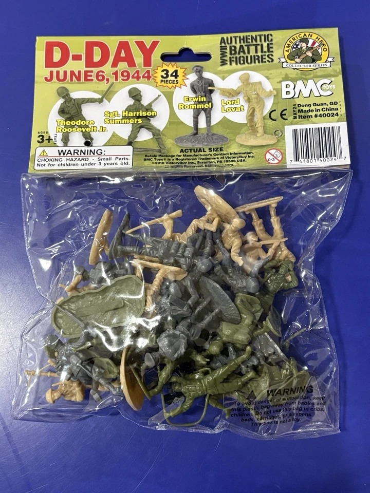 BMC Ww2 D-day Plastic Army Men - 34 American British German Soldier Figures