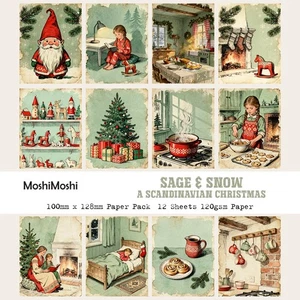 Confezione Carta Natalizia Retro Scandinava Giornale Spazzatura Scrapbooking Collage - Foto 1 di 7