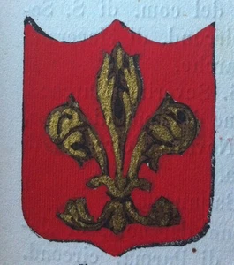 1876 ARALDICA STEMMA COMUNE FOIANO DELLLA CHIANA  AREZZO CON TESTO - Picture 1 of 1