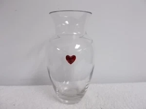 Vaso da fiore trasparente Vetro cuore rosso rubini e rose alto 8,5 pollici San Valentino - Foto 1 di 4
