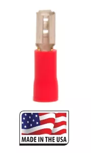 (100) 22-18 AWG .110 SPADE RED VINYL QUICK DISCONNECT (FEMALE) CONNECTOR - Picture 1 of 1