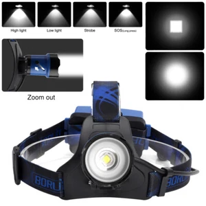 BORUiT LED Head Torch Headlamp Headlight Flashlight Light Lamp Rechargeable - Picture 1 of 24
