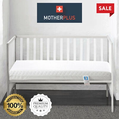 MotherPlus Cot Bed Mattress - Quilted, Waterproof & Thick - 120x60cm & 140x70cm - Image 1 of 4