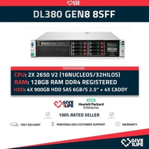 HP Proliant DL380P Gen8 8SFF 2x 2670 V1 16 Núcleos 32 Hilos 128GB RAM 3.6TB 4... - Imagen 1 de 7