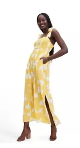 Smocked Tie Ginkgo Yellow Midi Dress DVF for Target diane von furstenberg XXS - Picture 1 of 5