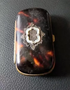 Antique FAUX Tortoiseshell Small Celluloid Box or Case - Picture 1 of 5