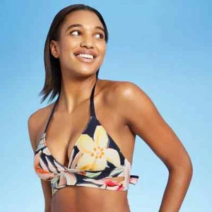 Women's Faux Wrap Timeless Garden Halter Bikini Top Kona Sol XS (0/2) - Picture 1 of 7