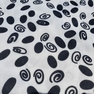Vintage 70s Abstract Oval Squiggle Polyester Poly Clothing Fabric 2"x60"w F2914 - Picture 1 of 4
