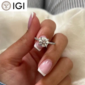 950 Platinum 2.32 Ct Diamond Wedding Ring Round Cut Solitaire IGI GIA Lab Grown - Picture 1 of 11