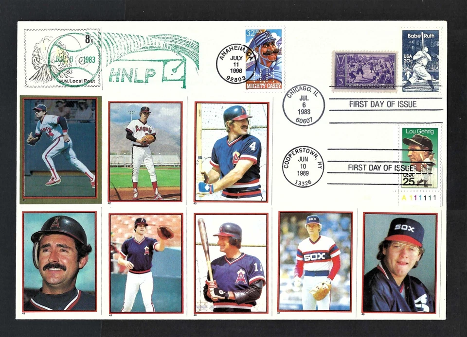 Nakano Perfin FDC  Angels and White Sox Baseball Stickers  HNLP Local Post Stamp - Image 1 of 1