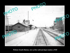 OLD LARGE HISTORIC PHOTO OF WEBSTER SOUTH DAKOTA RAILROAD DEPOT STATION c1940 - Picture 1 of 1