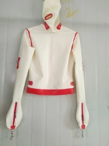100% Latex Rubber Gummi hood Party White Catsuit Kostüm Anzug hand-made S-XXL - Picture 1 of 4