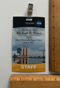 NASA July 6, 2017 Michael Pence VP of USA Visit to JFKSC Staff Access Badge - Picture 1 of 5
