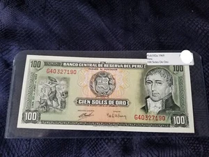 Peru 100 Soles de Oro 1969 Pick #102a Almost Uncirculated - Serial #G40327190 - Picture 1 of 2