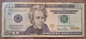 20 dollar bill birthday note June 25 1916 serial number 06251916 Fancy - Picture 1 of 3