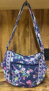 Borsa a tracolla Vera Bradley blu floreale trapuntata con tasche - Foto 1 di 10