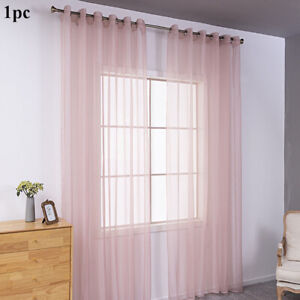 1PC Sheer Voile Curtain with Rod Pocket Shading Heat Insulation Window Curtains
