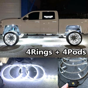 15.5'' Pure White Double Row Wheel Lights + 4Pods LED Rock Lights Switch+Remote - Bild 1 von 13