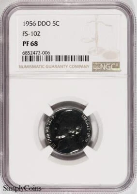 1956 Jefferson Nickel Proof DDO FS-102 NGC PF68 Doubled Die Obverse PR68 - Image 1 of 2
