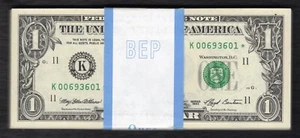 ORIGINAL PACK (100) CONSECUTIVE 1993 $1 *STAR* FRN’S DALLAS, TX GEM UNCIRCULATED - Picture 1 of 2