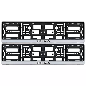 2xSilber Nummernschild Halter Surround Rahmen für Audi A3 A4 A5 A6 - Bild 1 von 2