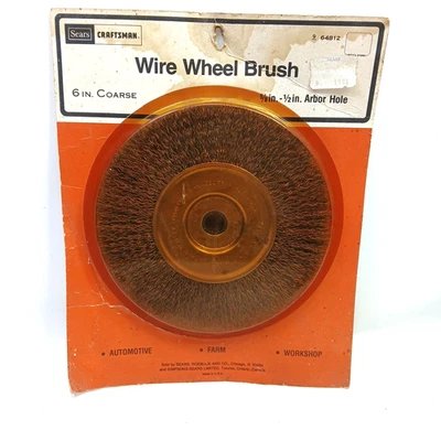 "Nuevo cepillo de rueda de alambre grueso Sears Craftsman 6"" 964812 agujero de eje de 5/8"-1/2" de colección" Foto 1 de 4