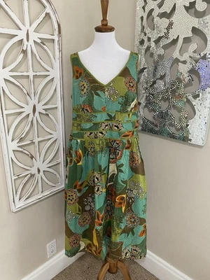 SIGNATURE BY ROBBIE BEE talla 18W BOHO ESTAMPADO FLORAL RETRO SIN MANGAS AJUSTE Y ACAMPANADO Foto 1 de 4