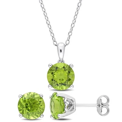 Amour 5 3/8 CT TGW Peridoto Juego de 2 Piezas Colgante con Cadena y Pendientes en Foto 1 de 4