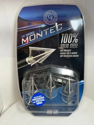 3-Pack G5 #112 100 Grain Montec Stainless Steel Broadhead w/ Sticker & Case - Image 1 of 4