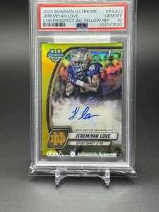 Bowman Chrome U Jeremiyah Love 2024 refractor amarillo automático/75 PSA 10 - Imagen 1 de 2