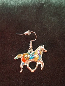 Vintage Painted Pony Metal Hook Earring - Replacement Earring - Picture 1 of 4