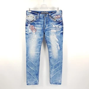 Affliction Jeans Ace Artic Trenton Herren W33 L34 Blau Slim Straight Hose - Picture 1 of 8